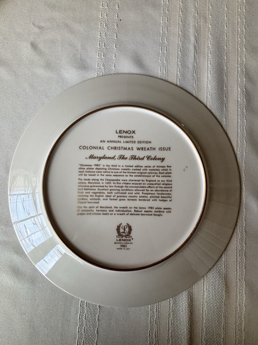 Lot of 3 Lenox Colonial Christmas Wreath Plates 1982 1983 1984 Boxes Pamphlets - Picture 6 of 16